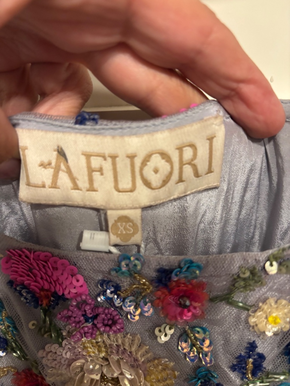 La Fuori Gilded Flora Midi Dress Blue/Multi - Picture 11 of 12